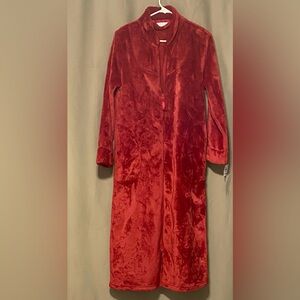Charter Club Intimates Women’s Long Plush Zip-Front Fire Brick  Robe XS NWT